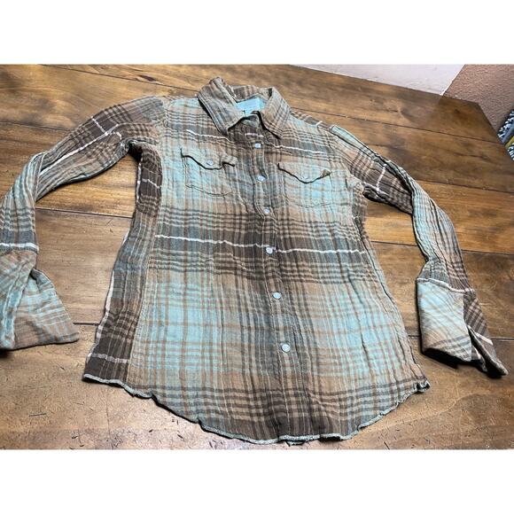 Tasha Polizzi Blouse Small Pearl Snap Button Western Shirt Flare Sleeves - Picture 8 of 11